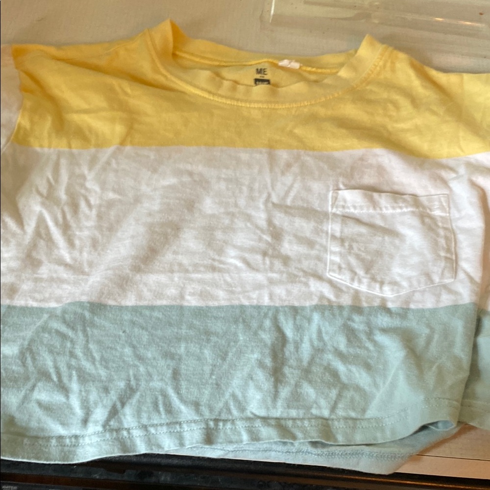 Me to We Yellow and White Crop Top